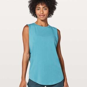 Lululemon Brunswick Muscle Tank Crest Teal Blue Plus Size 16 Cotton Muscle Tank